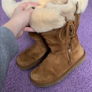 Tall Tan Lace-Up Uggs